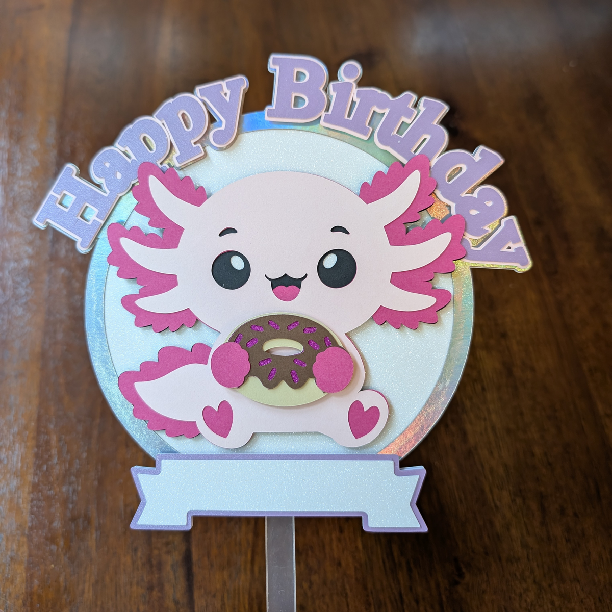 Axolotl doughnut cake topper