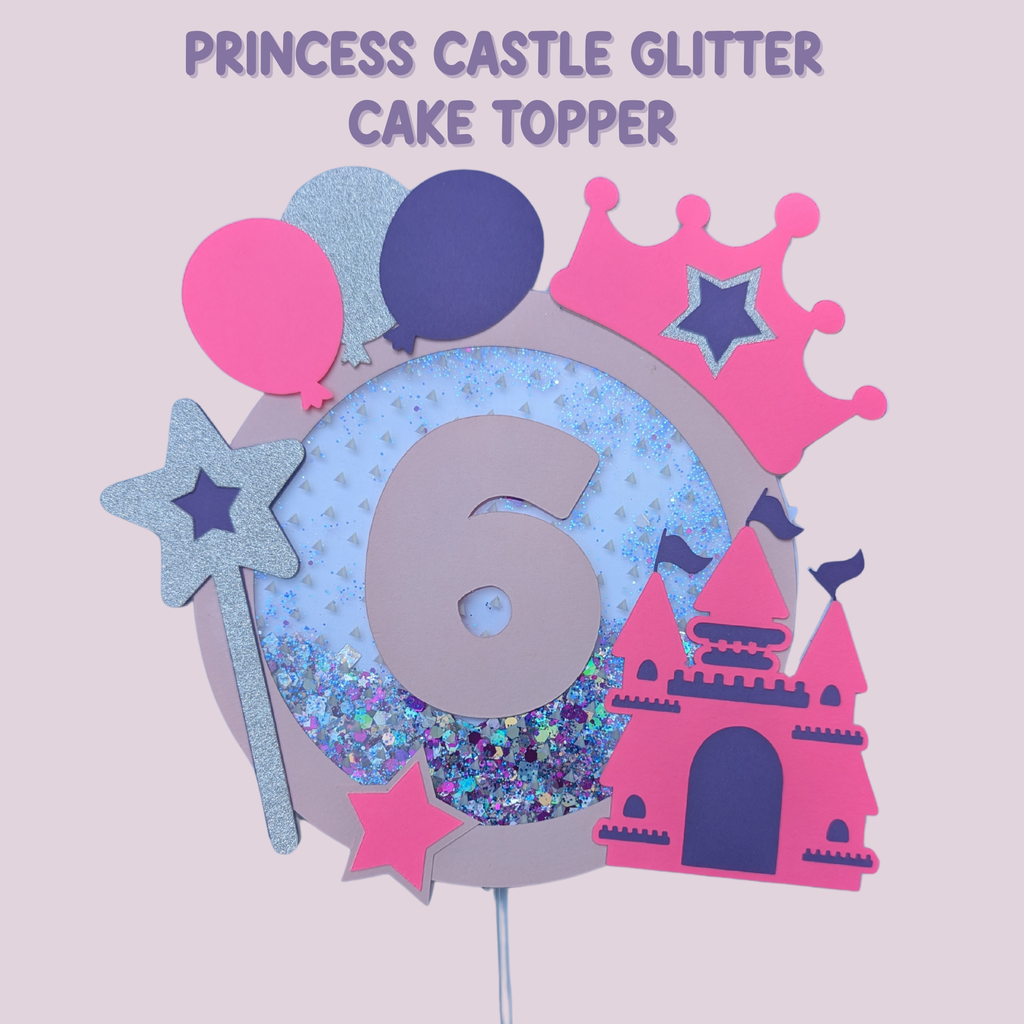 Glitter princess castle cake topper