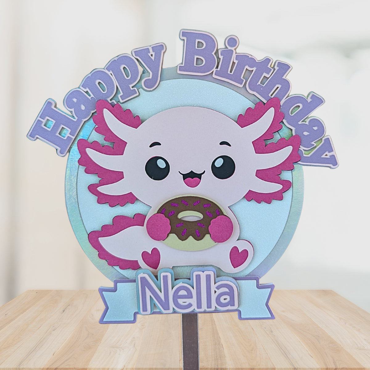 Axolotl doughnut cake topper
