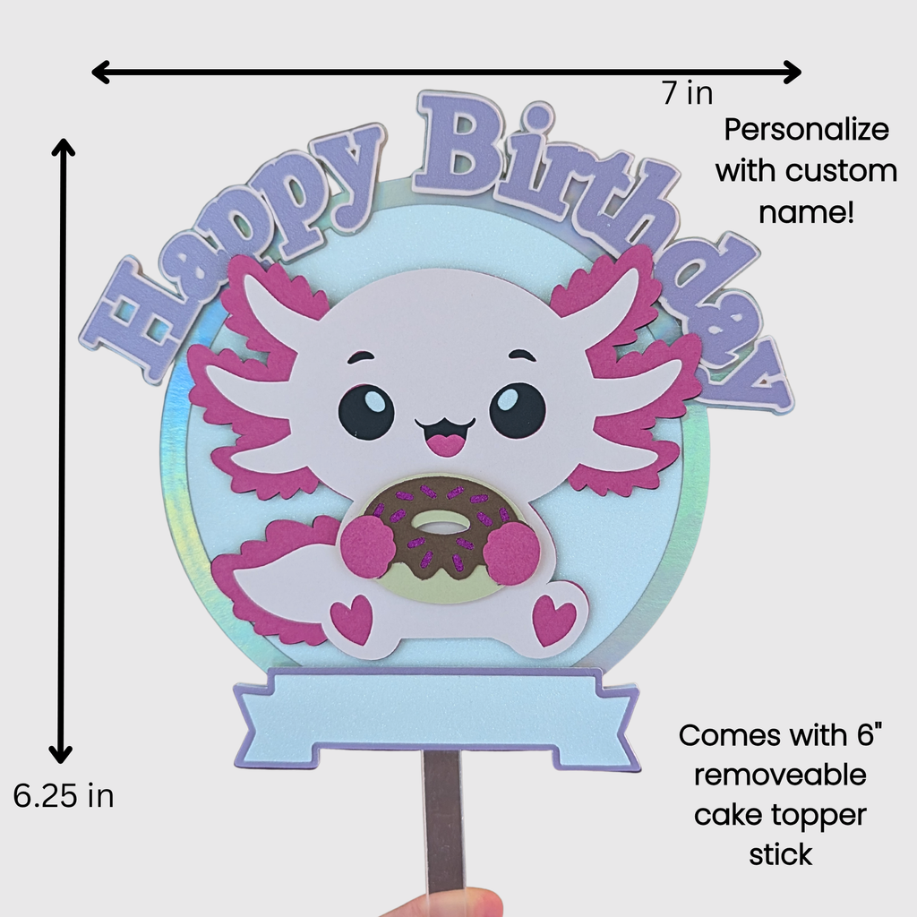 Axolotl doughnut cake topper